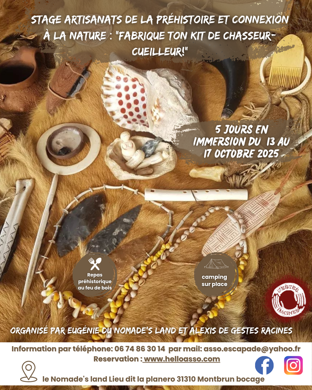 Stage artisanats de la préhistoire et connection à la nature fait ton kit de chasseur-ceuilleur! (Publication Instagram (45))